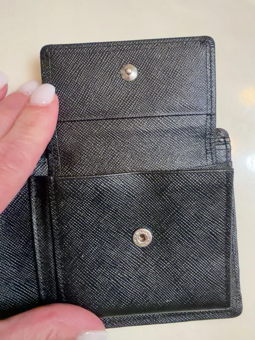 Burberry London Nova Check Black Leather Bifold Wallet Coin Pocket